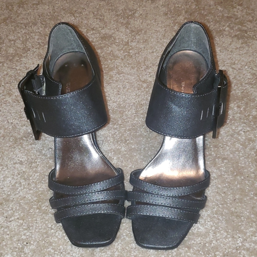 Dark Grey 3" heels with ankle Strap